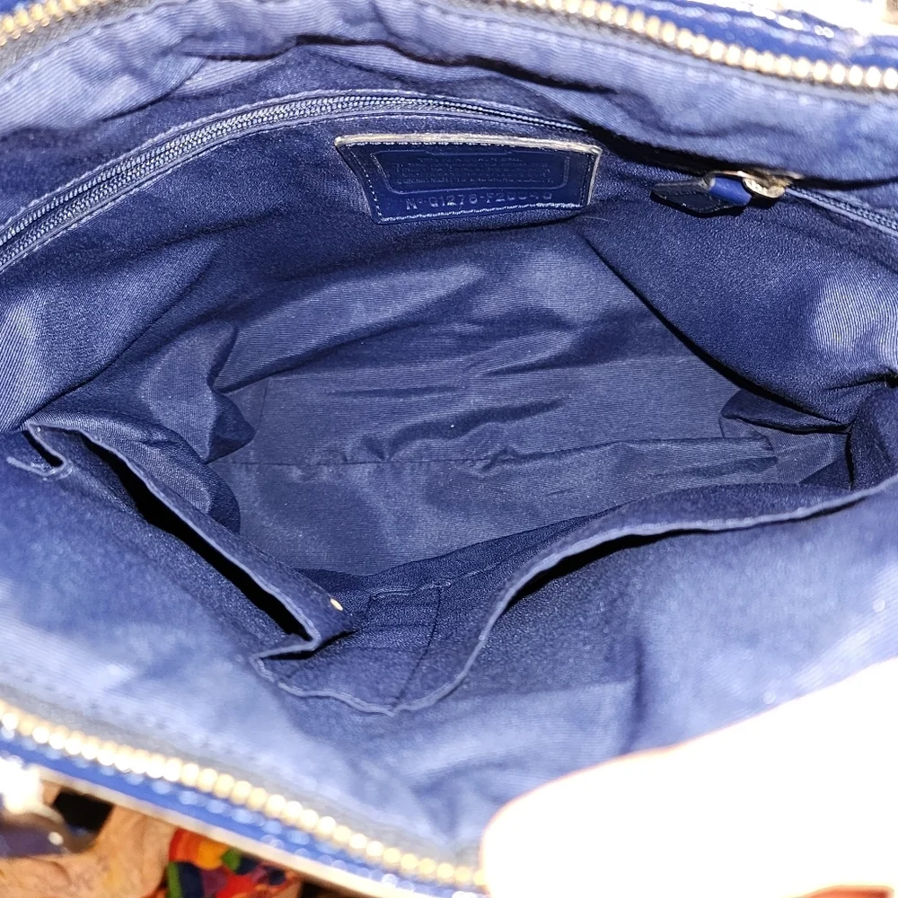 Preowned vintage tartan Coach blue and‎ purple bag
